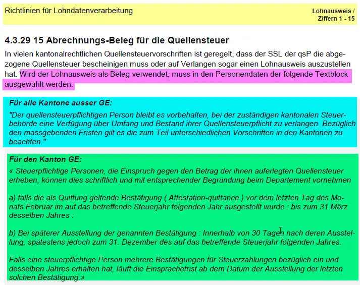 Printscreen Text Lohnausweis