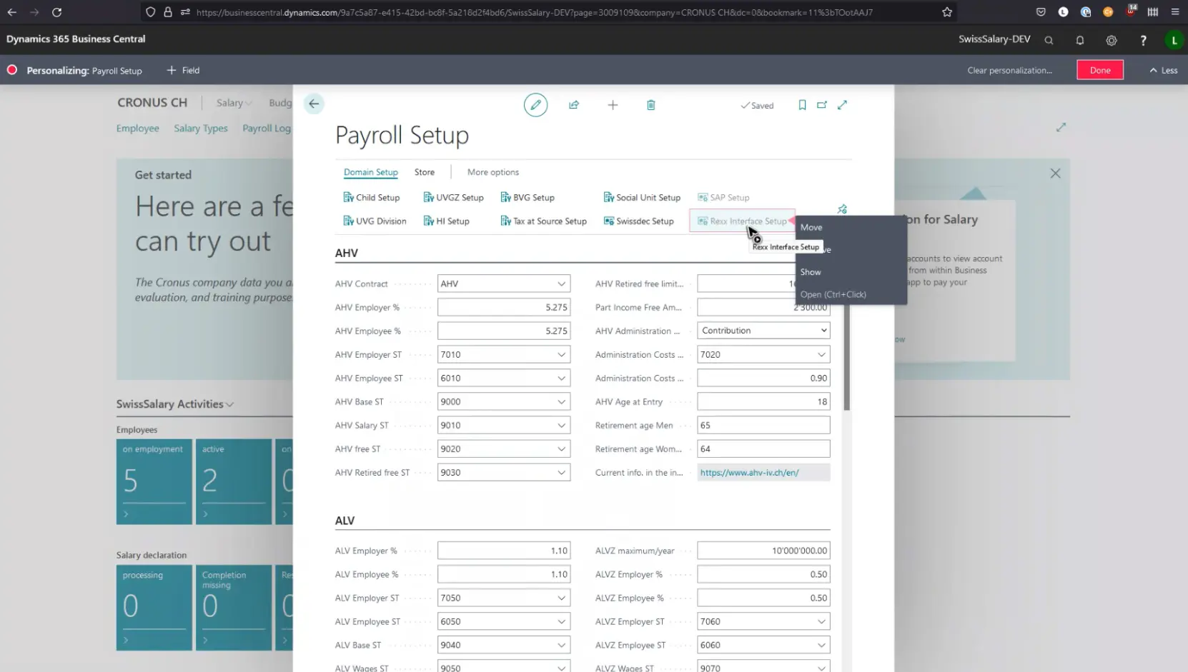 Printscreen Rexx Interface Payroll Setup