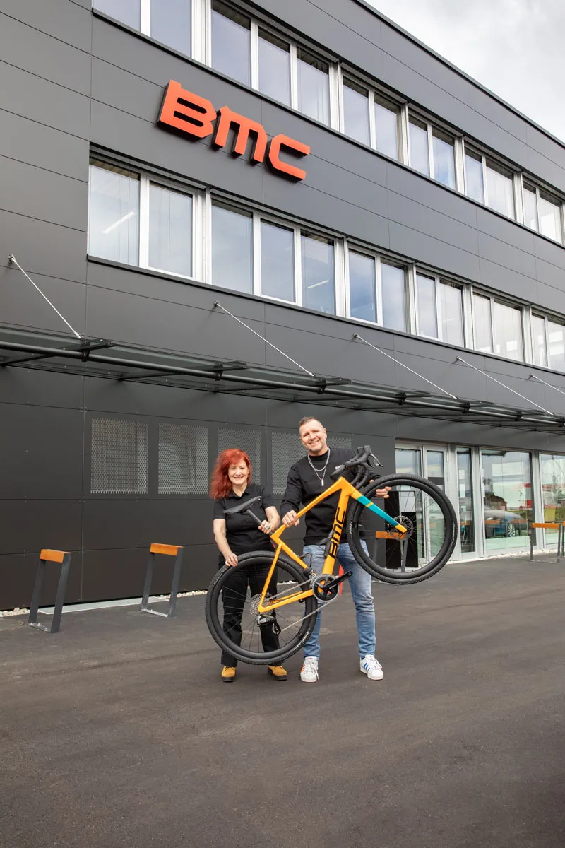 Testimonial Photo with Erika Zahnd, HR Manager in front of the BMC building